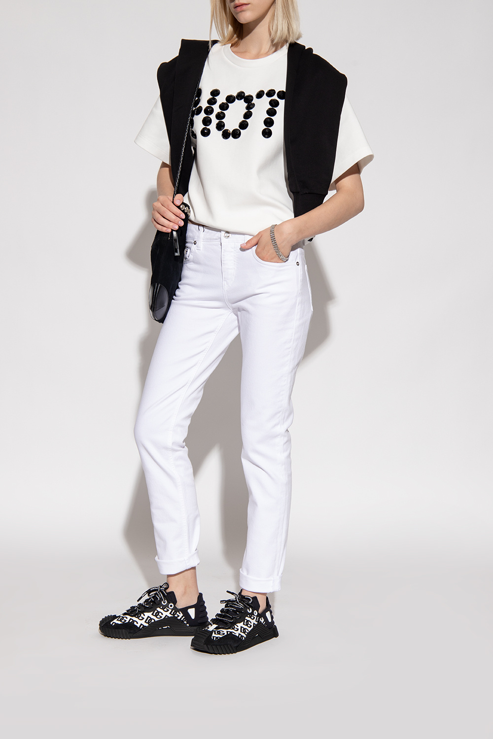 Dolce & Gabbana Cropped mit Logo-Bund Weiß